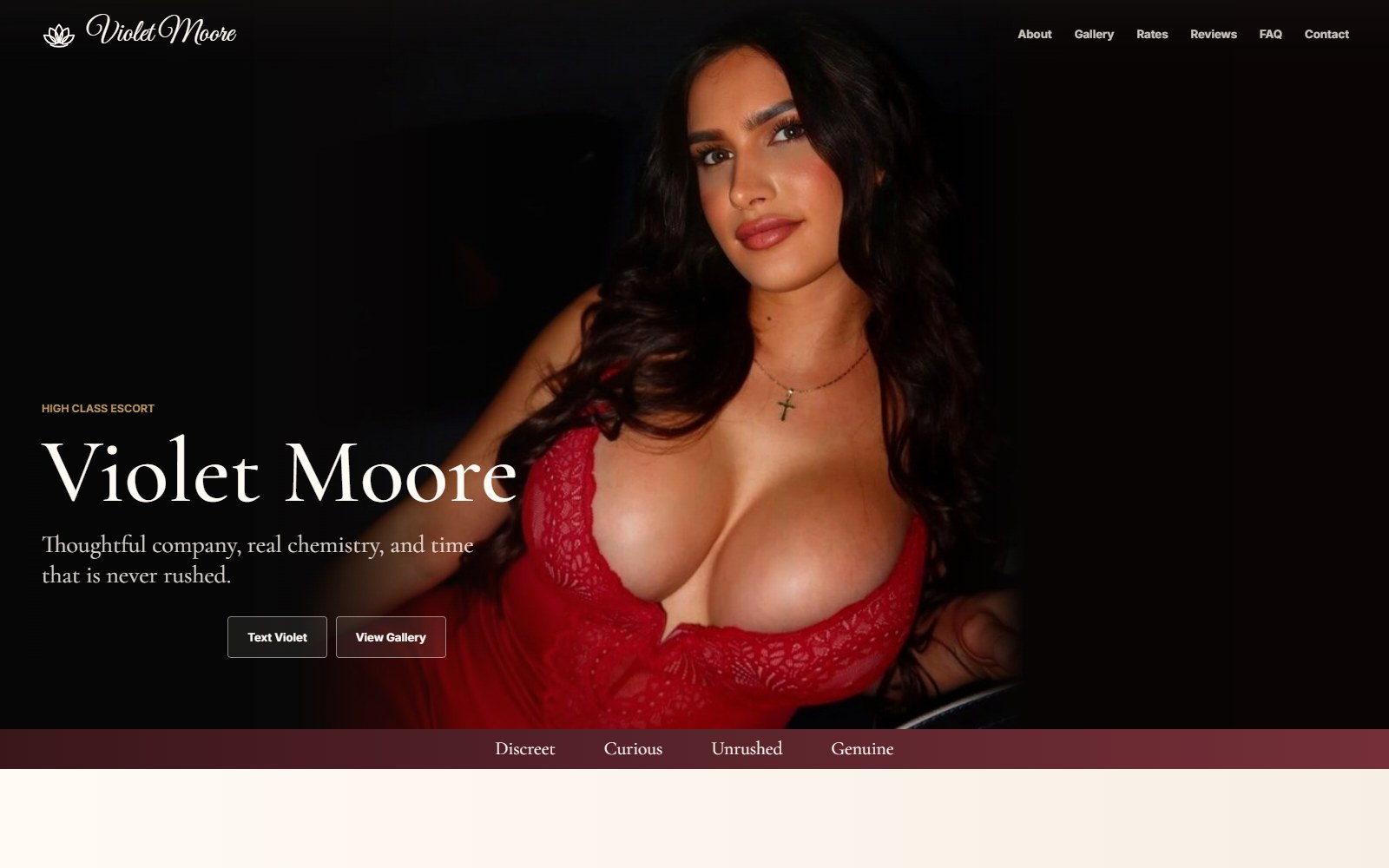 Screenshot of the Violet Moore live website