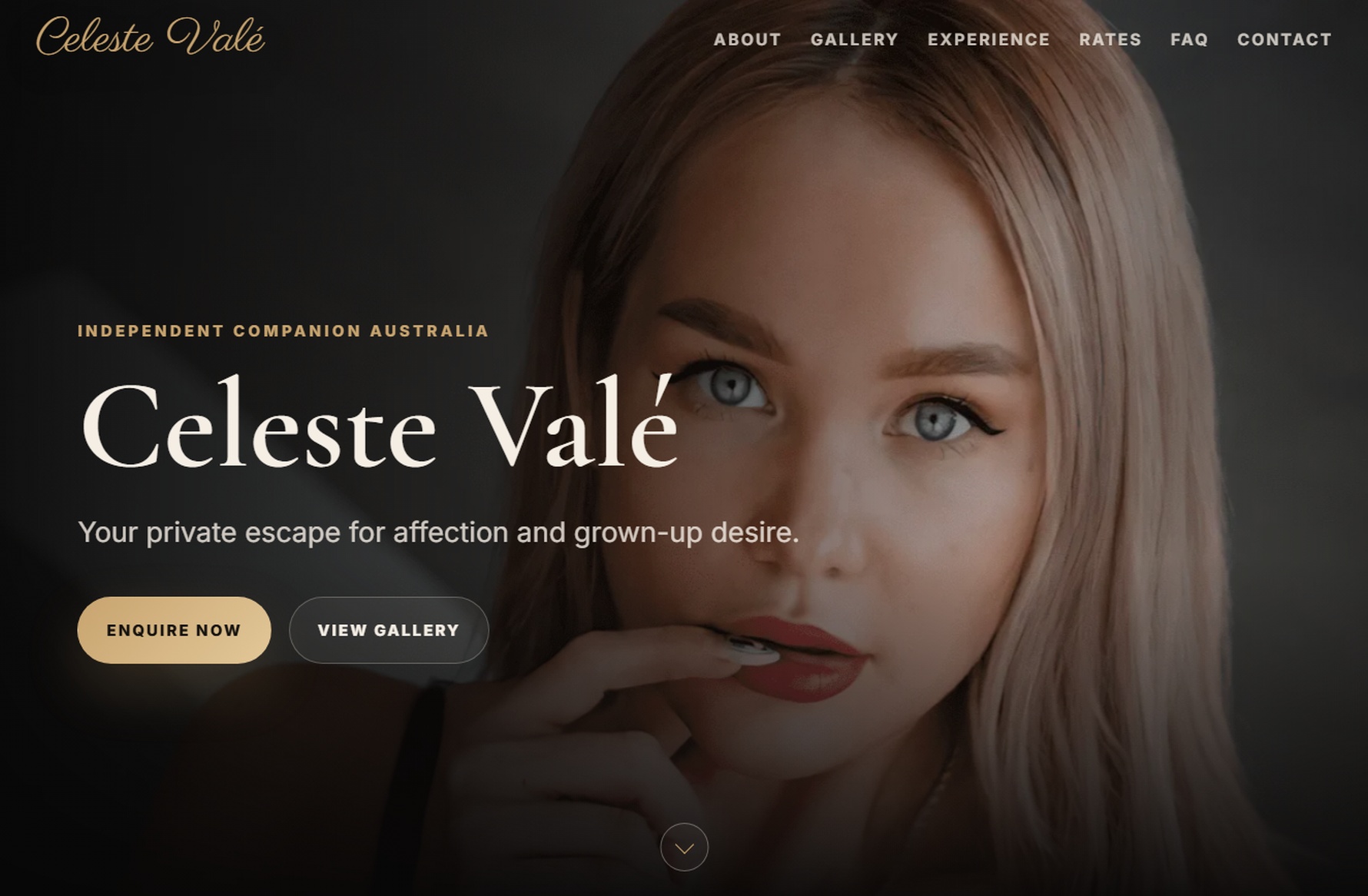Desktop escort website design preview